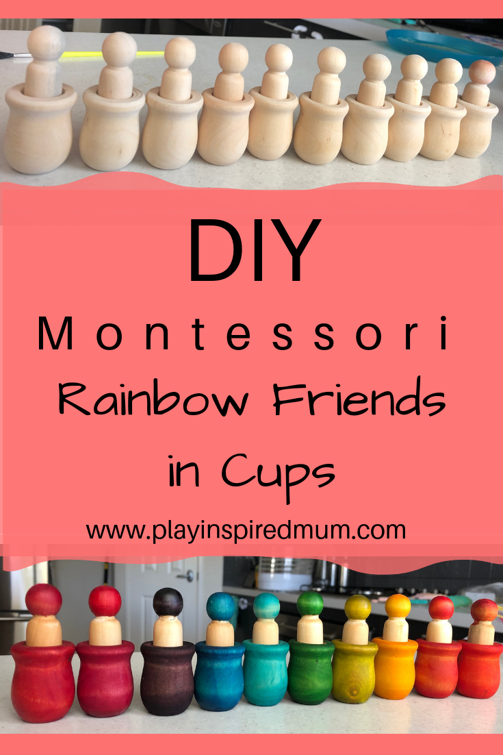DIY Montessori Rainbow Friends in cups